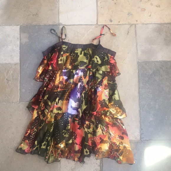 Flounced, vibrant, beautiful mini dress. Size M. - Picture 7 of 7